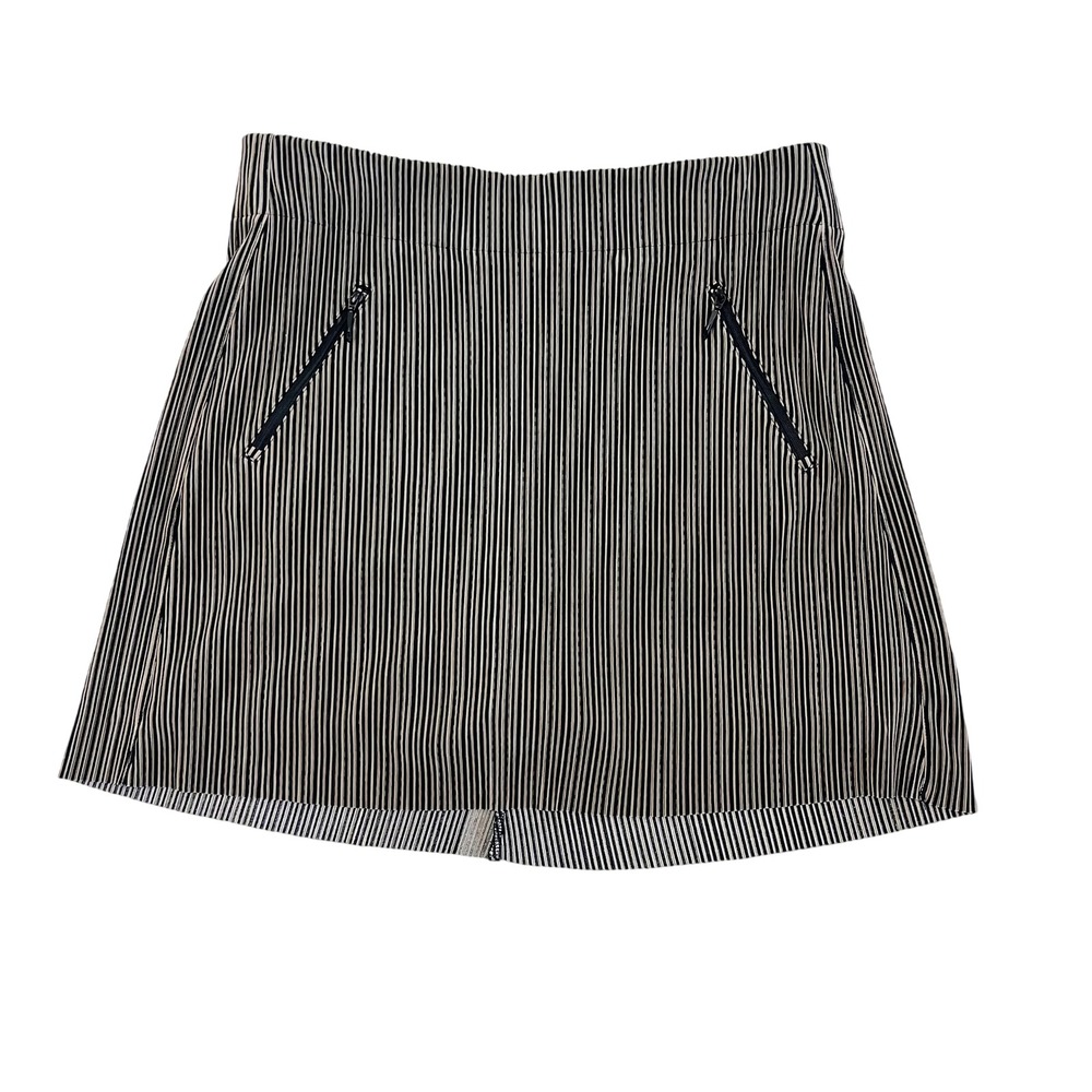 Jamie Sadock Black White Tan Textured Striped Golf Skort Removable Shorts Sz 10
